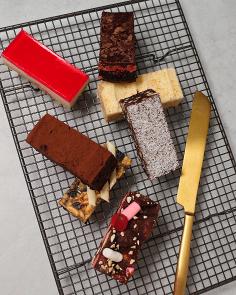 Stack of rich chocolate brownie slices