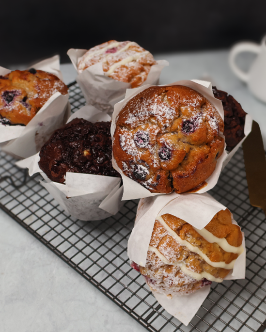 Freshly baked golden croissants and pastries